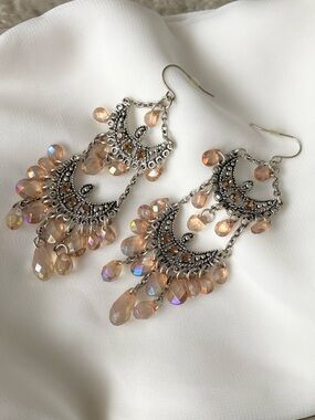 Silver-tone Jewelled Chandelier Earrings